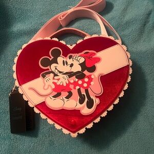 Disney Red and White Mickey and Minnie Heart Bag